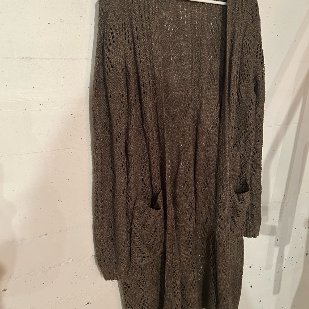 Cozy Brown Open-Knit Women's Sweater